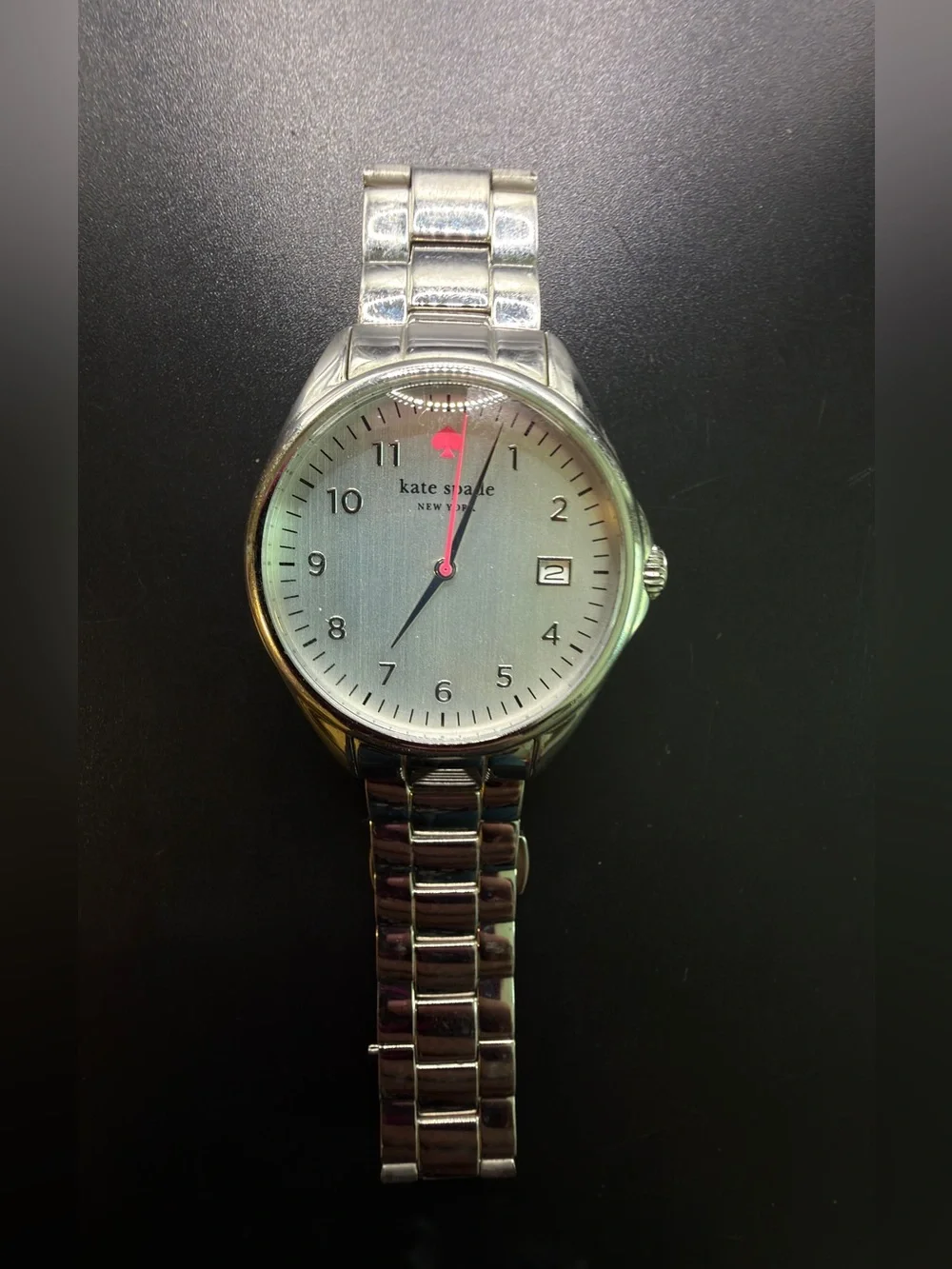 KATE SPADE SEAPORT GRAND SILVER DIAL STAINLESS STEEL WATCH DESIGNER STATEMENT